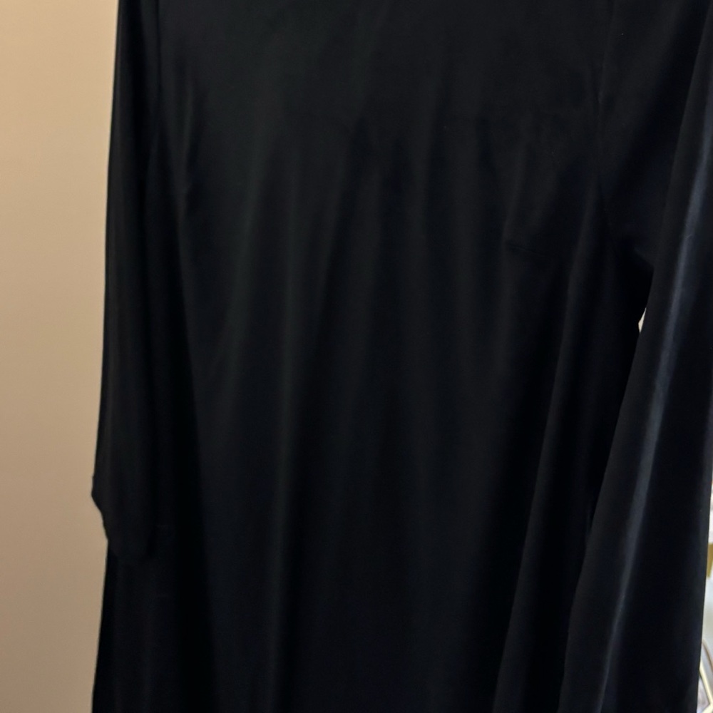Crown & Ivy Women Black Long Sleeve Dress (suede type material)